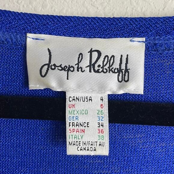 Joseph‎ Ribkoff Blue Knit Top Size 4 – 3/4 Sleeve Drop Shoulder Blouse - Picture 2 of 5